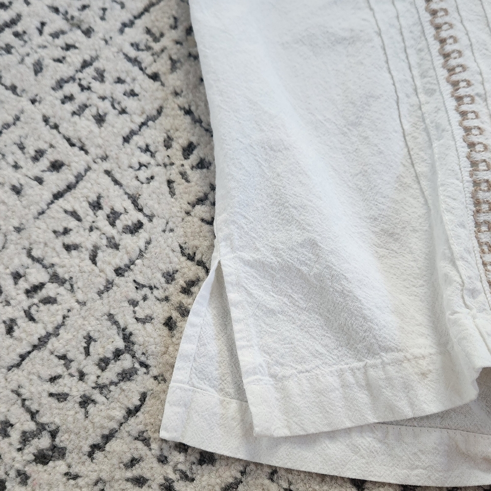 La Rueca Vintage Cotton Cream Beige Short Sleeve Button Down Guayabera Shirt L - Picture 5 of 11